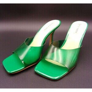 Steve Madden Green Jelly Heels Women's 10 Vinyl Mule Shoes Y2K Retro SYL01S1